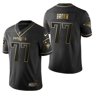 Men's New England Patriots Trent Brown Black Golden Edition Jersey