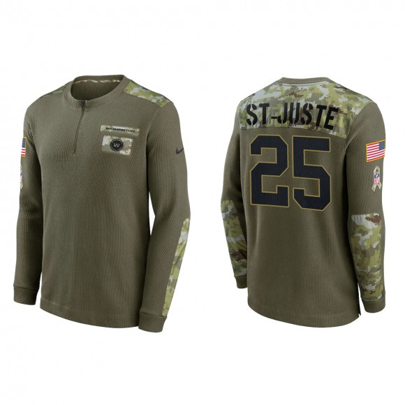 2021 Salute To Service Men's Washington Benjamin St-Juste Olive Henley Long Sleeve Thermal Top