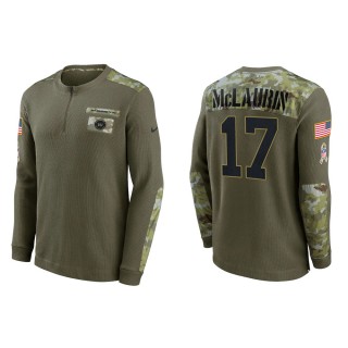 2021 Salute To Service Men's Washington Terry McLaurin Olive Henley Long Sleeve Thermal Top