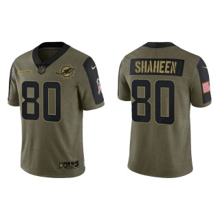 Men's Adam Shaheen Miami Dolphins Olive 2021 Salute To Service Limited Jersey