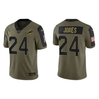 Men's Byron Jones Miami Dolphins Olive 2021 Salute To Service Limited Jersey