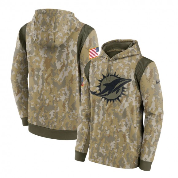 2021 Salute To Service Dolphins Camo Therma Performance Pullover Hoodie