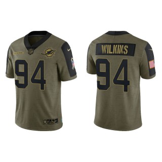 Men's Christian Wilkins Miami Dolphins Olive 2021 Salute To Service Limited Jersey