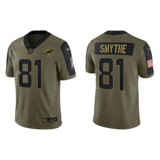 Men's Durham Smythe Miami Dolphins Olive 2021 Salute To Service Limited Jersey