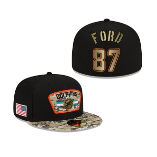 Men's Isaiah Ford Miami Dolphins Black Camo 2021 Salute To Service 59FIFTY Fitted Hat