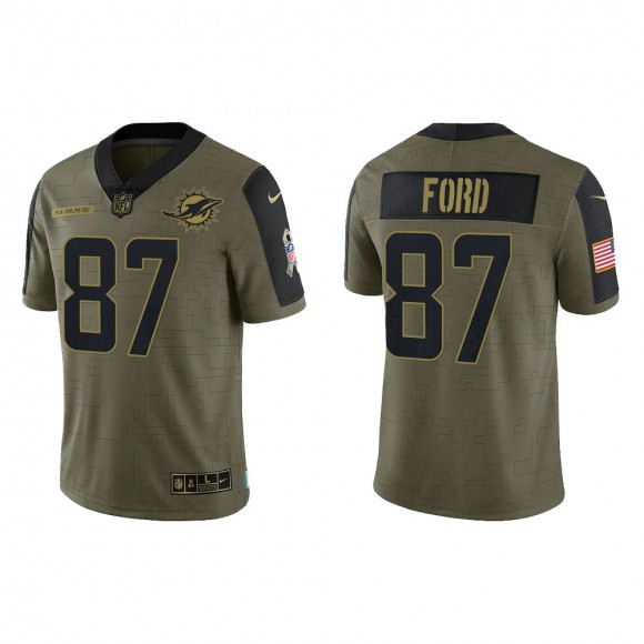 Men's Isaiah Ford Miami Dolphins Olive 2021 Salute To Service Limited Jersey