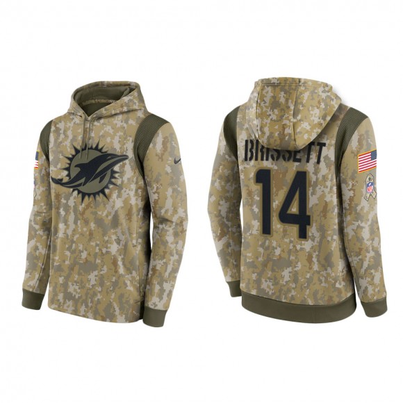 Men's Jacoby Brissett Miami Dolphins Camo 2021 Salute To Service Therma Hoodie