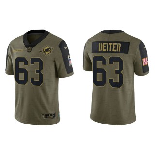 Men's Michael Deiter Miami Dolphins Olive 2021 Salute To Service Limited Jersey