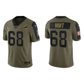 Men's Robert Hunt Miami Dolphins Olive 2021 Salute To Service Limited Jersey