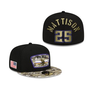 Men's Alexander Mattison Minnesota Vikings Black Camo 2021 Salute To Service 59FIFTY Fitted Hat
