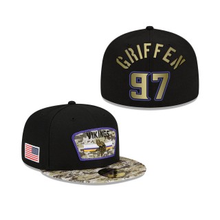 Men's Everson Griffen Minnesota Vikings Black Camo 2021 Salute To Service 59FIFTY Fitted Hat