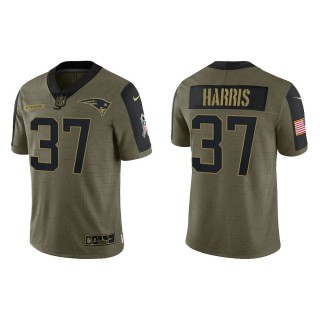 Men's Damien Harris New England Patriots Olive 2021 Salute To Service Limited Jersey