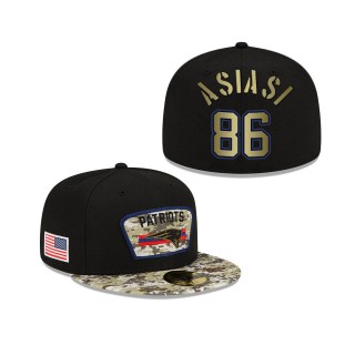 Men's Devin Asiasi New England Patriots Black Camo 2021 Salute To Service 59FIFTY Fitted Hat