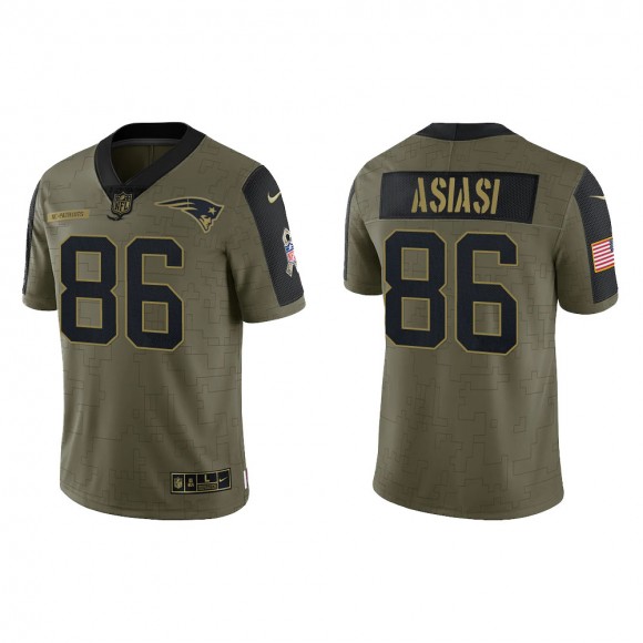 Men's Devin Asiasi New England Patriots Olive 2021 Salute To Service Limited Jersey