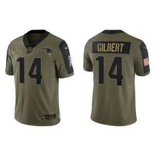 Men's Garrett Gilbert New England Patriots Olive 2021 Salute To Service Limited Jersey