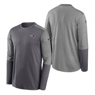 New England Patriots Nike Gray Heathered Gray Sideline Coaches UV Performance Long Sleeve T-Shirt