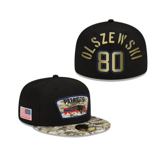 Men's Gunner Olszewski New England Patriots Black Camo 2021 Salute To Service 59FIFTY Fitted Hat
