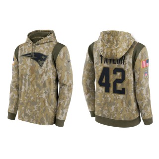Men's J.J. Taylor New England Patriots Camo 2021 Salute To Service Therma Hoodie
