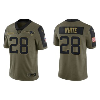 Men's James White New England Patriots Olive 2021 Salute To Service Limited Jersey
