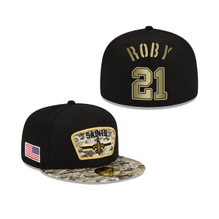 Men's Bradley Roby New Orleans Saints Black Camo 2021 Salute To Service 59FIFTY Fitted Hat