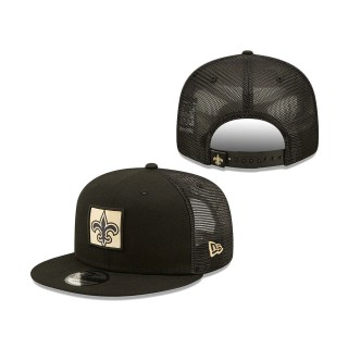 New Orleans Saints New Era Black Gridlock Trucker 9FIFTY Snapback Hat
