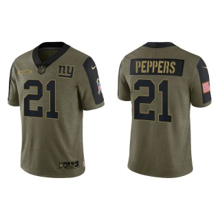 Men's Jabrill Peppers New York Giants Olive 2021 Salute To Service Limited Jersey