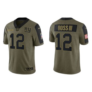 Men's John Ross III New York Giants Olive 2021 Salute To Service Limited Jersey