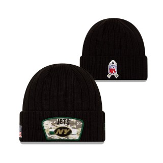 2021 Salute To Service Jets Black Cuffed Knit Hat