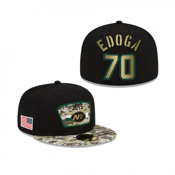 Men's Chuma Edoga New York Jets Black Camo 2021 Salute To Service 59FIFTY Fitted Hat