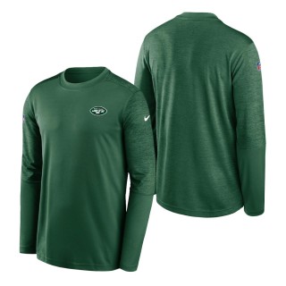 New York Jets Nike Green Heathered Green Sideline Coaches UV Performance Long Sleeve T-Shirt