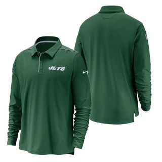 New York Jets Nike Green Sideline Performance Team Issue UV Long Sleeve Polo