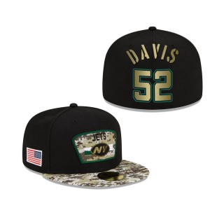 Men's Jarrad Davis New York Jets Black Camo 2021 Salute To Service 59FIFTY Fitted Hat
