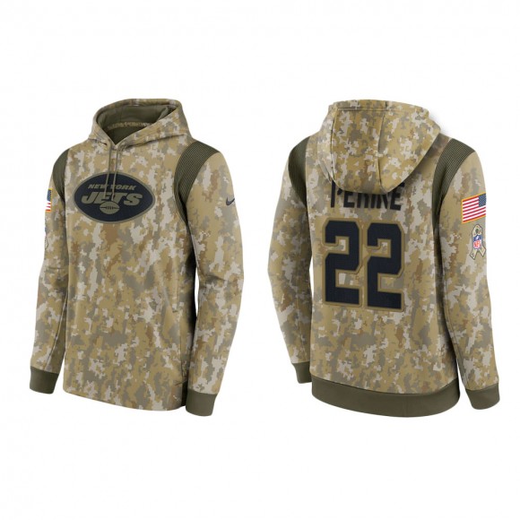 Men's La'Mical Perine New York Jets Camo 2021 Salute To Service Therma Hoodie