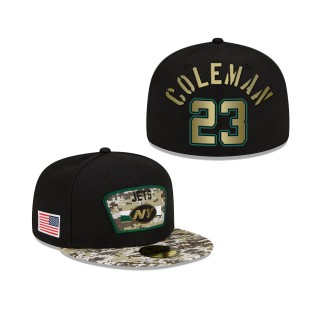 Men's Tevin Coleman New York Jets Black Camo 2021 Salute To Service 59FIFTY Fitted Hat
