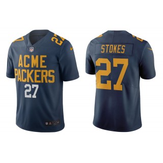 Men's Eric Stokes Green Bay Packers Navy City Edition Jersey