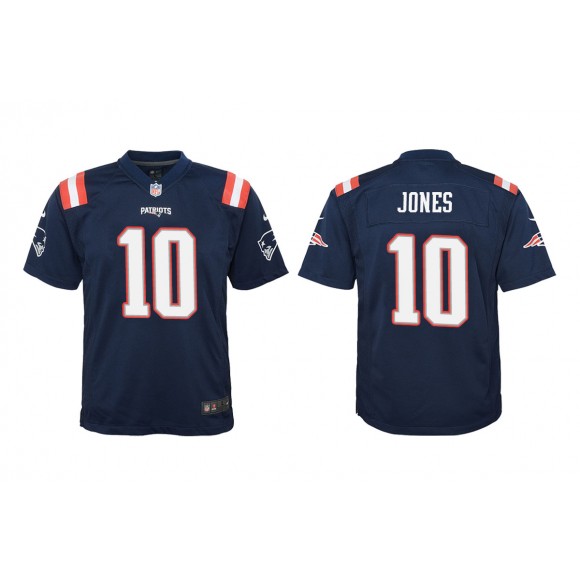 Youth Mac Jones New England Patriots Navy Color Rush Game Jersey