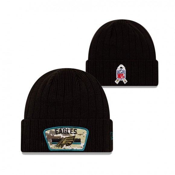 2021 Salute To Service Eagles Black Cuffed Knit Hat