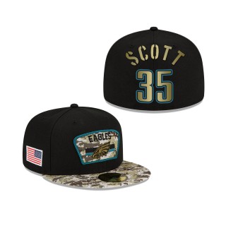 Men's Boston Scott Philadelphia Eagles Black Camo 2021 Salute To Service 59FIFTY Fitted Hat
