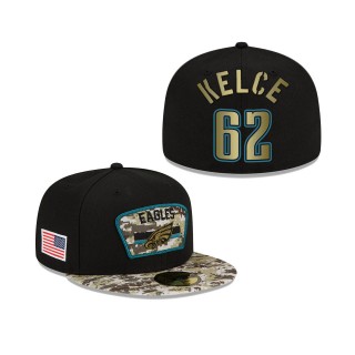 Men's Jason Kelce Philadelphia Eagles Black Camo 2021 Salute To Service 59FIFTY Fitted Hat