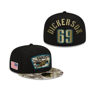 Men's Landon Dickerson Philadelphia Eagles Black Camo 2021 Salute To Service 59FIFTY Fitted Hat