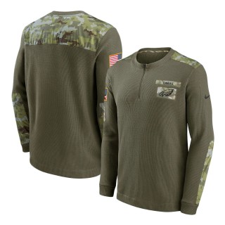 2021 Salute To Service Eagles Olive Henley Long Sleeve Thermal Top