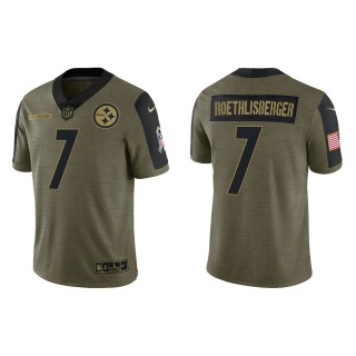 Men's Ben Roethlisberger Pittsburgh Steelers Olive 2021 Salute To Service Limited Jersey