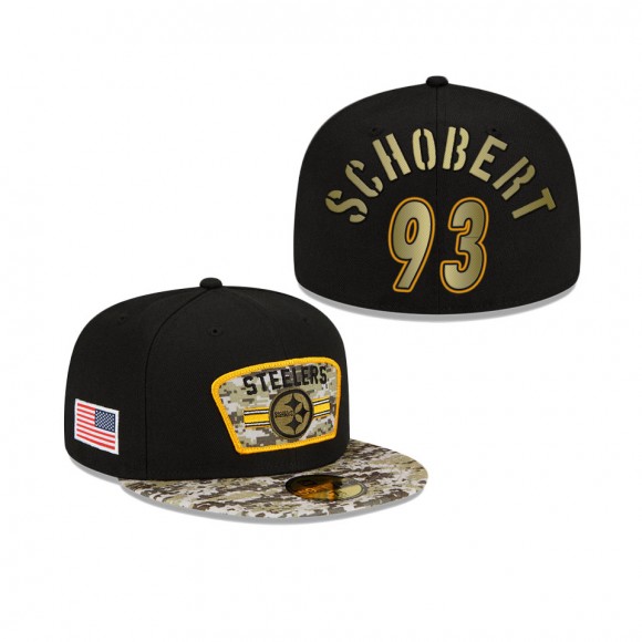 Men's Joe Schobert Pittsburgh Steelers Black Camo 2021 Salute To Service 59FIFTY Fitted Hat
