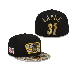 Men's Justin Layne Pittsburgh Steelers Black Camo 2021 Salute To Service 59FIFTY Fitted Hat