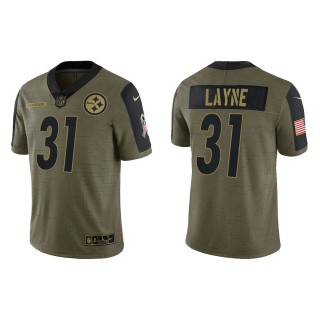 Men's Justin Layne Pittsburgh Steelers Olive 2021 Salute To Service Limited Jersey
