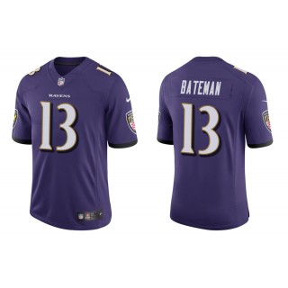 Men's Rashod Bateman Baltimore Ravens Purple 2021 NFL Draft Jersey