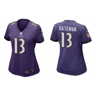 Women's Rashod Bateman Baltimore Ravens Purple 2021 NFL Draft Jersey