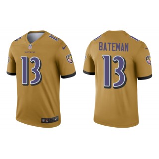 Men's Rashod Bateman Baltimore Ravens Gold Inverted Legend Jersey