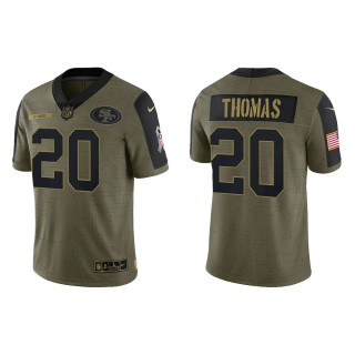 Men's Ambry Thomas San Francisco 49ers Olive 2021 Salute To Service Limited Jersey