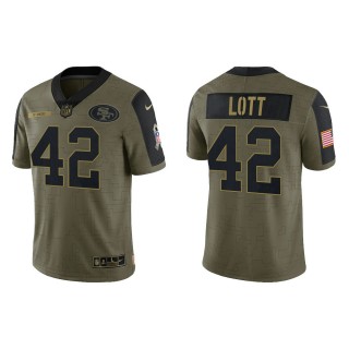 Men's Ronnie Lott San Francisco 49ers Olive 2021 Salute To Service Limited Jersey